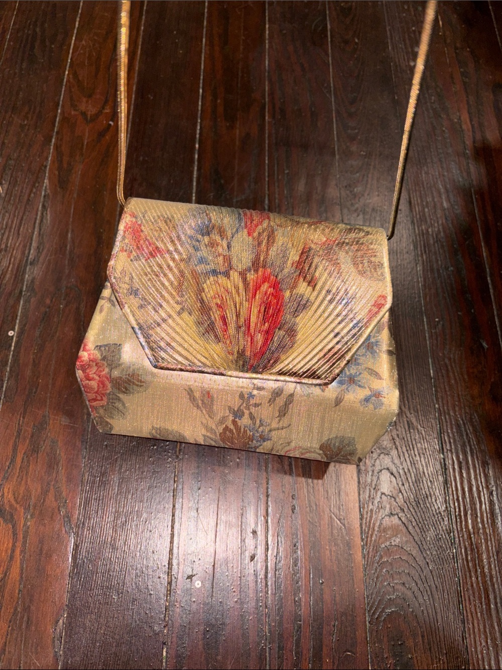 Magid Gold Floral Brocade Crossbody Bag